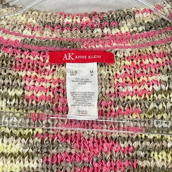 Vintage ANNE KLEIN Womens M Multi Knit Short Sleeve Button Up Cardigan Sweater - Picture 6 of 7